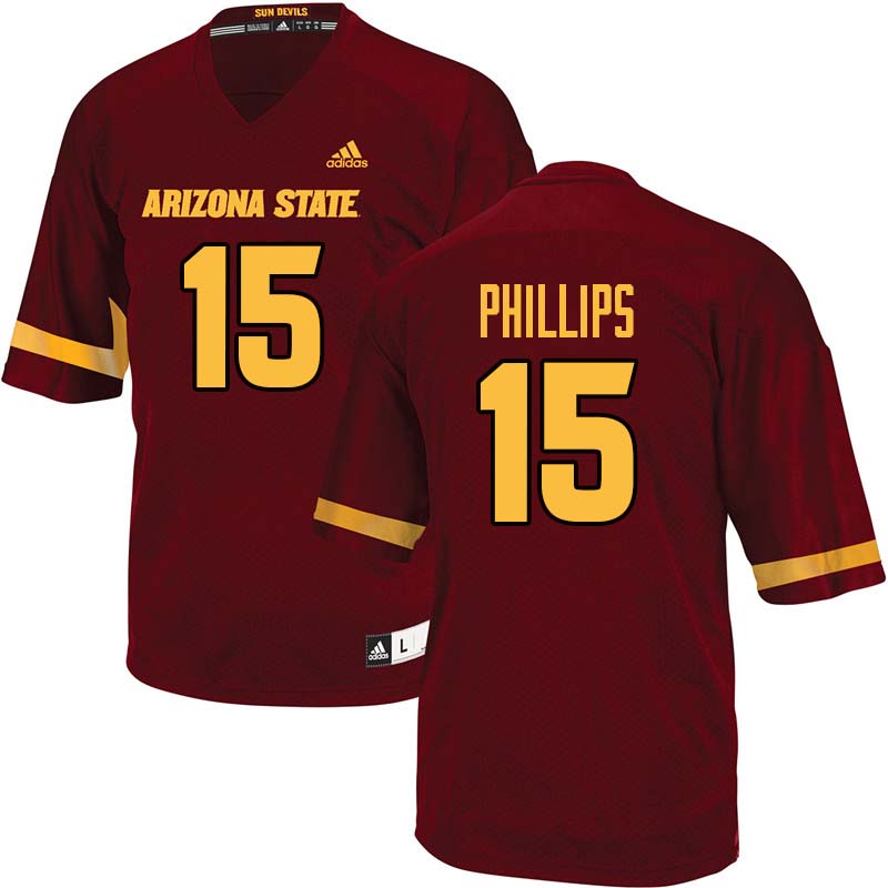 Men #15 Cam Phillips Arizona State Sun Devils College Football Jerseys Sale-Maroon - Click Image to Close